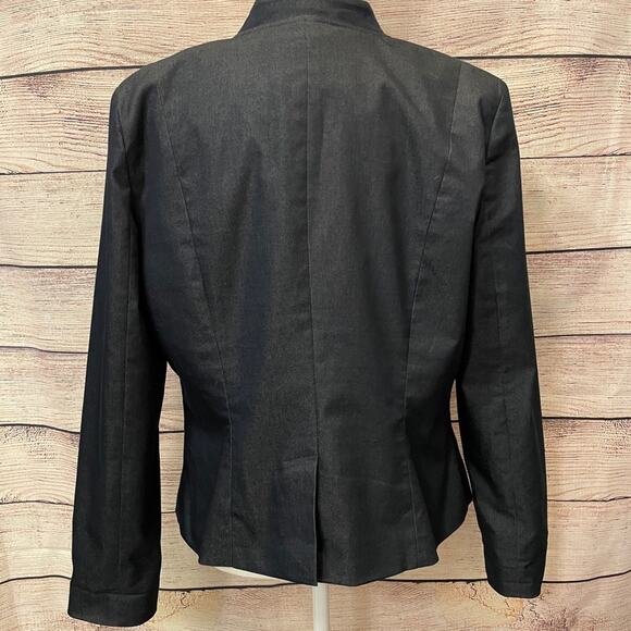 ATTENTION Y2K FITTED STRETCH BLUE NOTCH COLLAR DENIM BLAZER 14 - Picture 2 of 4